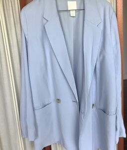 H&M Light Blue Double Breasted Long Sleeve Blazer Jacket Size M